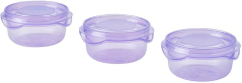 علبة طعام بروتا بغطاء - لون أرجواني فاتح - 70 مل - 3 قطع